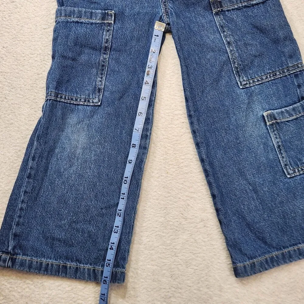 Old Navy Girls Size 5 High Rise Wide Leg Denim Jeans Bundle Cargo Adjustable